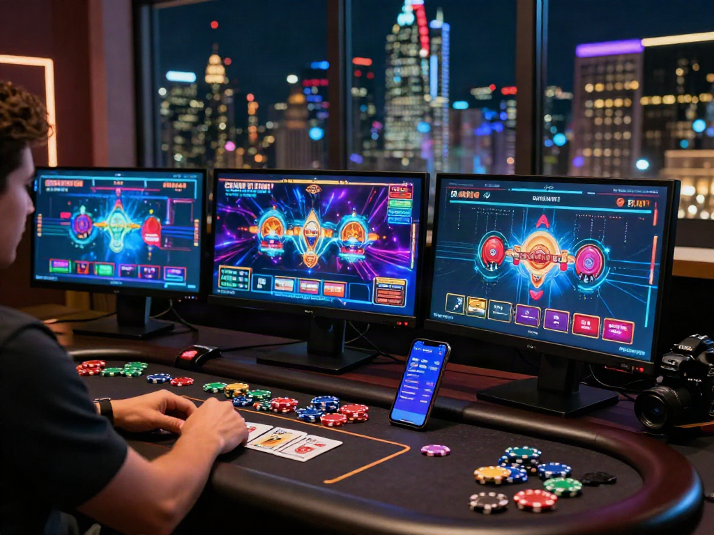 Joueur profitant d'un casino en ligne sans wager avec une ambiance de jeu immersive et excitante.