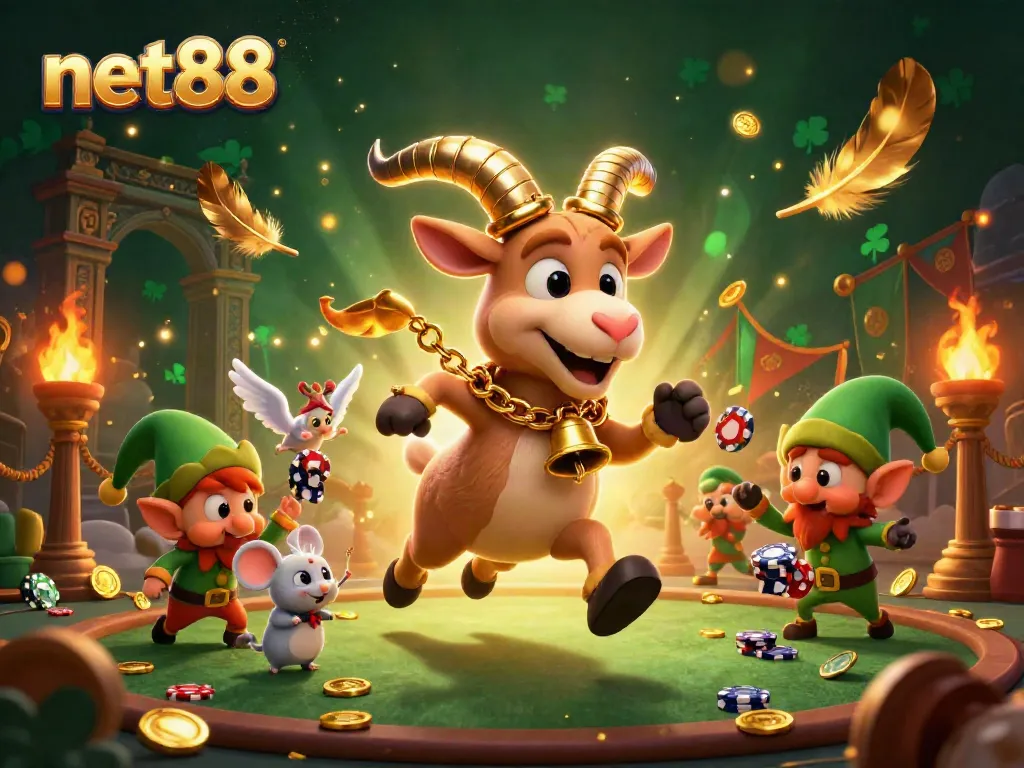 Engage in thrilling gameplay at net88 with vibrant characters and festive casino atmosphere.