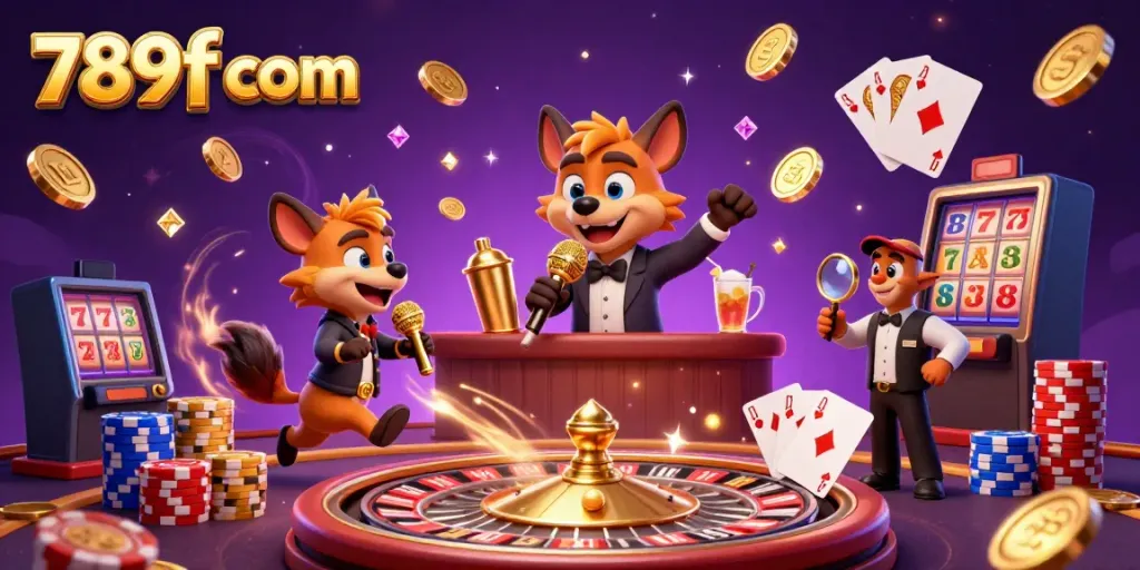 Experience the thrill of 789f com as hyenas run a dynamic casino club with golden winnings around them.
