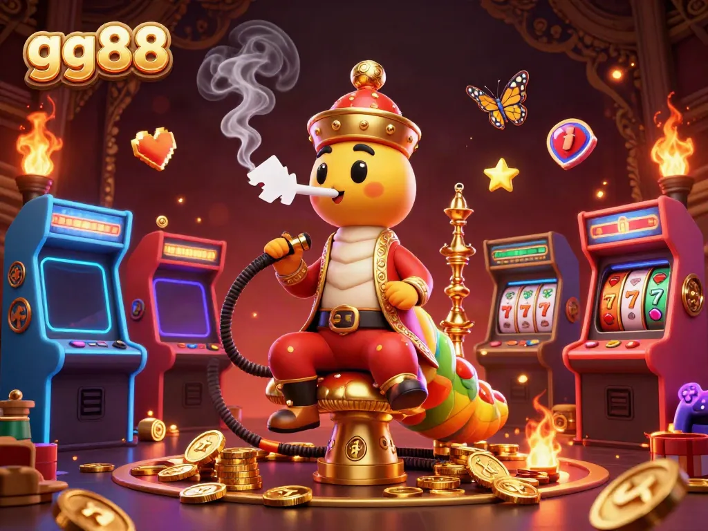 Engage with gg88 in an ultra-detailed 3D casino scene filled with vibrant characters and gaming elements.