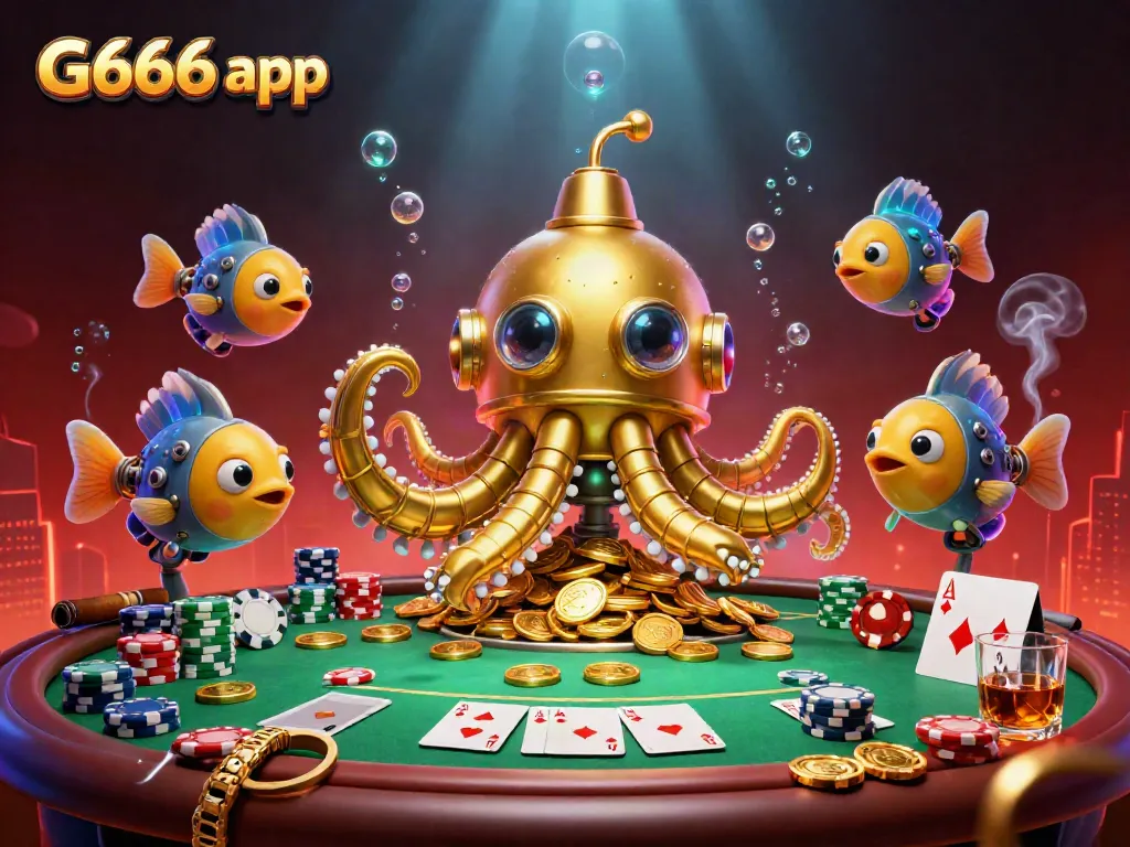 Engage with the dynamic G666 app in a treasure-filled underwater casino scene.