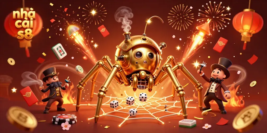 Play at nhà cái s8 with exciting visuals of casino gaming featuring a steampunk spider.