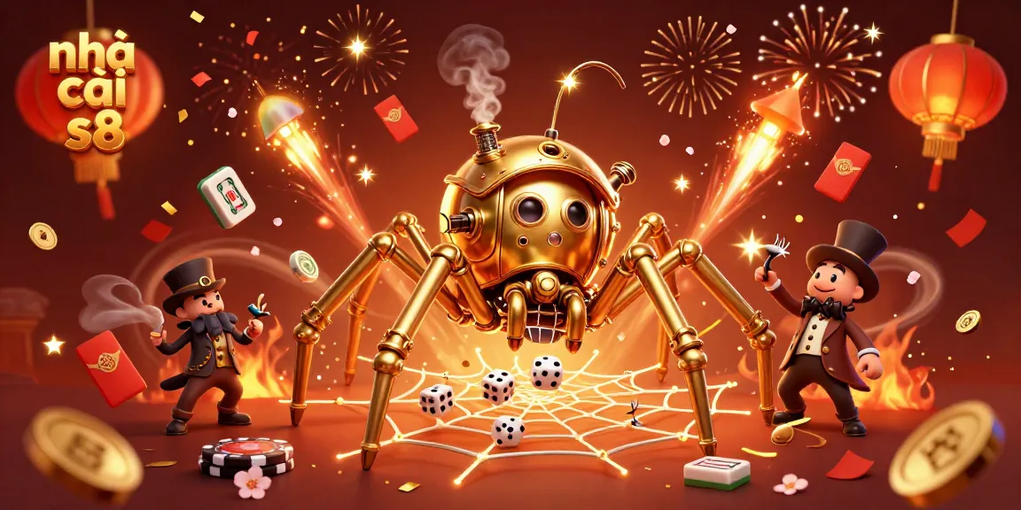 Play at nhà cái s8 with exciting visuals of casino gaming featuring a steampunk spider.