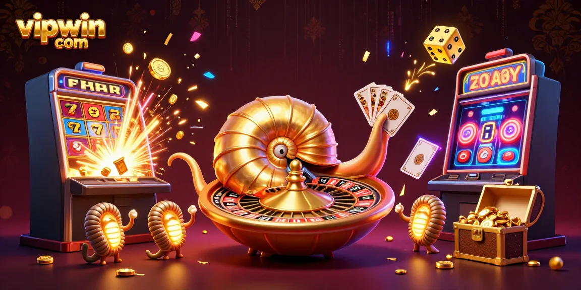 Experience thrilling gameplay at vipwin com with a vibrant casino scene featuring a dynamic nautilus and dazzling elements.